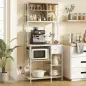 Estantería de Cocina Soporte de Microondas con Estantes y 6 Ganchos para Espacios Reducidos 80x40x181 cm Roble