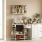 Estantería de Cocina Soporte de Microondas con Estantes y 6 Ganchos para Espacios Reducidos 80x40x181 cm Roble