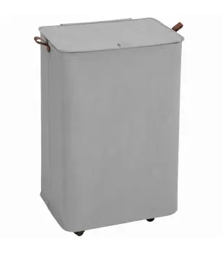 Cesto de Ropa Sucia con Tapa y Ruedas 50L Cesta de Ropa Sucia Plegable con Bolsa con Cordón Extraíble 40x30x65 cm Gris