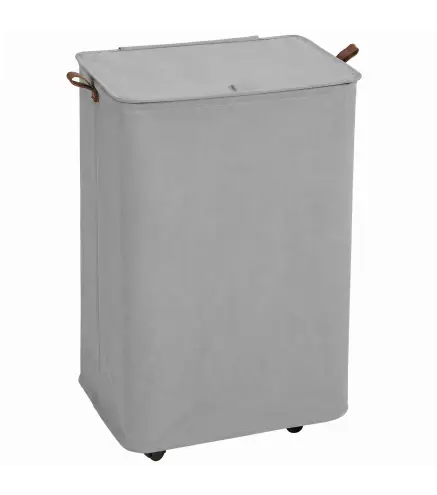 Cesto de Ropa Sucia con Tapa y Ruedas 50L Cesta de Ropa Sucia Plegable con Bolsa con Cordón Extraíble 40x30x65 cm Gris