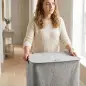 Cesto de Ropa Sucia con Tapa y Ruedas 50L Cesta de Ropa Sucia Plegable con Bolsa con Cordón Extraíble 40x30x65 cm Gris