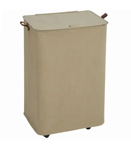 Cesto de Ropa Sucia con Tapa y Ruedas 50L Cesta de Ropa Sucia Plegable con Bolsa con Cordón Extraíble 40x30x65 cm Camel