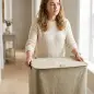 Cesto de Ropa Sucia con Tapa y Ruedas 50L Cesta de Ropa Sucia Plegable con Bolsa con Cordón Extraíble 40x30x65 cm Camel