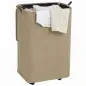 Cesto de Ropa Sucia con Tapa y Ruedas 50L Cesta de Ropa Sucia Plegable con Bolsa con Cordón Extraíble 40x30x65 cm Camel