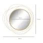 Espejo Decorativo de Pared Adorno de Pared Metálico Ø65 cm con Ganchos para Salón Dormitorio Pasillo Dorado Espejo Decorativo de Pared Adorno de Pared Metálico Ø65 cm con Ganchos para Salón Dormitorio Pasillo Dorado