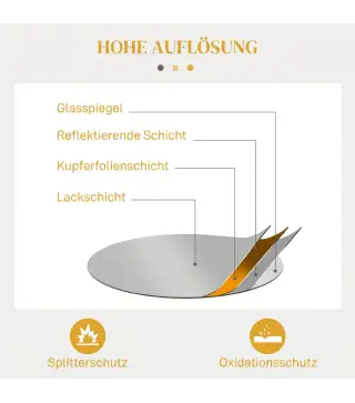 Espejo Decorativo de Pared Adorno de Pared Metálico Ø65 cm con Ganchos para Salón Dormitorio Pasillo Dorado