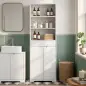 Armario Alto de Baño Columna de Baño Estrecha con 3 Estantes Abiertos Cajón Acanalado Estante Ajustable Blanco Armario Alto de Baño Columna de Baño Estrecha con 3 Estantes Abiertos Cajón Acanalado Estante Ajustable Blanco