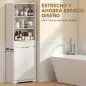 Armario Alto de Baño Columna de Baño Estrecha con 3 Estantes Abiertos Cajón Acanalado Estante Ajustable Blanco Armario Alto de Baño Columna de Baño Estrecha con 3 Estantes Abiertos Cajón Acanalado Estante Ajustable Blanco