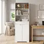 Armario Alto de Baño Columna de Baño Estrecha con 3 Estantes Abiertos Cajón Acanalado Estante Ajustable Blanco Armario Alto de Baño Columna de Baño Estrecha con 3 Estantes Abiertos Cajón Acanalado Estante Ajustable Blanco