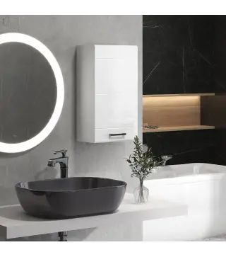Mueble de Baño Colgar con Estante Ajustable para Cocina Lavadero Dormitorio Blanco Brillo