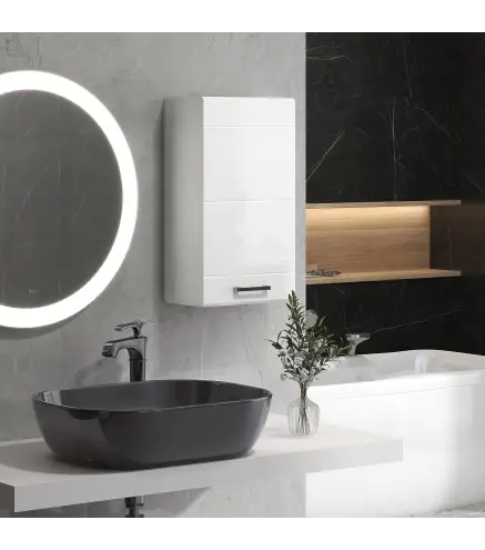 Mueble de Baño Colgar con Estante Ajustable para Cocina Lavadero Dormitorio Blanco Brillo