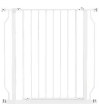 Barrera de Seguridad para Perros 75-85 cm para Puertas y Escaleras Apertura en Dos Sentidos Doble Bloqueo Blanco