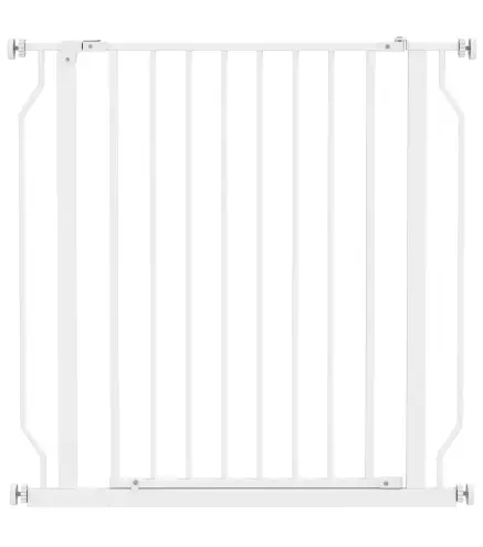 Barrera de Seguridad para Perros 75-85 cm para Puertas y Escaleras Apertura en Dos Sentidos Doble Bloqueo Blanco