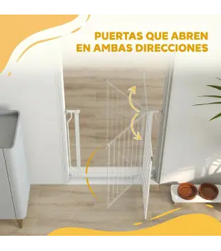 Barrera de Seguridad para Perros 75-85 cm para Puertas y Escaleras Apertura en Dos Sentidos Doble Bloqueo Blanco