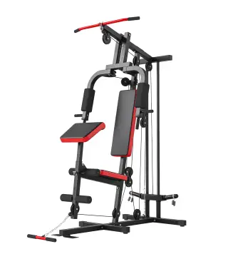 Máquina de Musculación con Polea Alta y Baja Prensa de Pecho y Piernas Compatible con Discos 25 y 50 mm (No Incluidos)