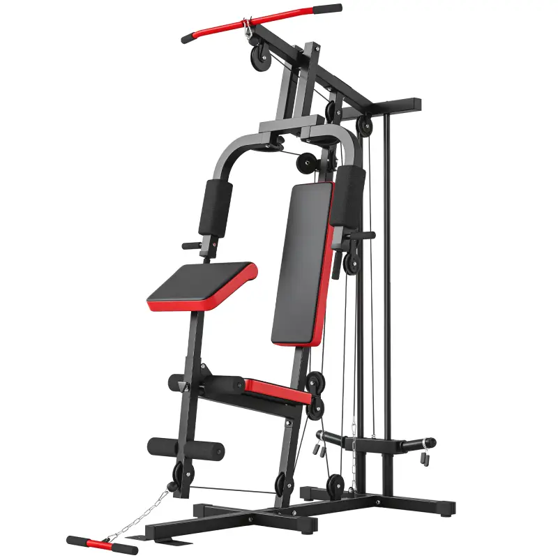 Máquina de Musculación con Polea Alta y Baja Prensa de Pecho y Piernas Compatible con Discos 25 y 50 mm (No Incluidos) Máquina de Musculación con Polea Alta y Baja Prensa de Pecho y Piernas Compatible con Discos 25 y 50 mm (No Incluidos)