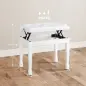 Banco de Piano Altura Ajustable Banqueta de Piano Asiento de Cuero Sintético Patas de Madera 64x35x55 cm Blanco Banco de Piano Altura Ajustable Banqueta de Piano Asiento de Cuero Sintético Patas de Madera 64x35x55 cm Blanco