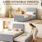 Cama Nido Individual 90x190 cm Estructura de Cama Tapizada en Lino con Cabecero y Piecero Listones de Madera Gris Claro Cama Nido Individual 90x190 cm Estructura de Cama Tapizada en Lino con Cabecero y Piecero Listones de Madera Gris Claro