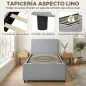 Cama Nido Individual 90x190 cm Estructura de Cama Tapizada en Lino con Cabecero y Piecero Listones de Madera Gris Claro Cama Nido Individual 90x190 cm Estructura de Cama Tapizada en Lino con Cabecero y Piecero Listones de Madera Gris Claro