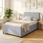 Cama Nido Individual 90x190 cm Estructura de Cama Tapizada en Lino con Cabecero y Piecero Listones de Madera Gris Claro Cama Nido Individual 90x190 cm Estructura de Cama Tapizada en Lino con Cabecero y Piecero Listones de Madera Gris Claro