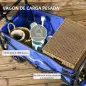Carro de Jardín Plegable con Longitud y Ángulo del Mango Ajustables y Bolsa de Transporte Carga 100 kg Azul Oscuro
