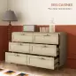Cómoda para Dormitorio con 6 Cajones con Frontal de Ratán Patas de Madera Cajonera Estilo Bohemio 110x40x75 cm Roble