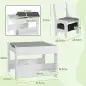 Juego de Mesa con Sillas para Niños 3 en 1 con Pizarra Cajones de Tela y Espacio de Almacenamiento Blanco y Gris Juego de Mesa con Sillas para Niños 3 en 1 con Pizarra Cajones de Tela y Espacio de Almacenamiento Blanco y Gris