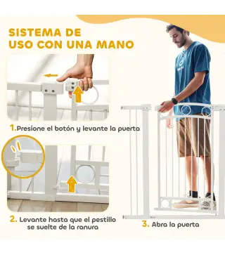 Puerta para Perros con Ancho Ajustable 76-104 cm Barrera de Seguridad para Perros con 2 Extensiones Blanco