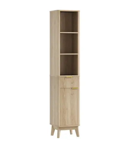 Columna Alta de Baño con Estantes y Cajón Diseño Compacto y Funcional para Espacios Reducidos 33x30x170 cm Tono Madera