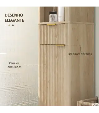 Columna Alta de Baño con Estantes y Cajón Diseño Compacto y Funcional para Espacios Reducidos 33x30x170 cm Tono Madera