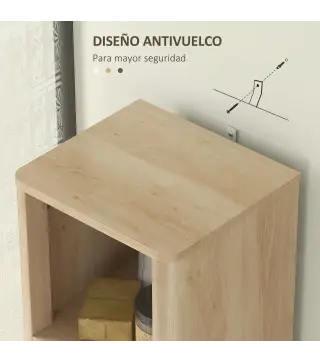 Columna Alta de Baño con Estantes y Cajón Diseño Compacto y Funcional para Espacios Reducidos 33x30x170 cm Tono Madera