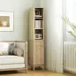 Columna Alta de Baño con Estantes y Cajón Diseño Compacto y Funcional para Espacios Reducidos 33x30x170 cm Tono Madera Columna Alta de Baño con Estantes y Cajón Diseño Compacto y Funcional para Espacios Reducidos 33x30x170 cm Tono Madera