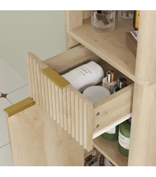 Columna Alta de Baño con Estantes y Cajón Diseño Compacto y Funcional para Espacios Reducidos 33x30x170 cm Tono Madera