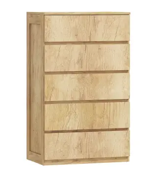 Cómoda 5 Cajones para Dormitorio Moderna Diseño sin Tiradores para Comedor Entrada 60x39x100 cm Madera Natural