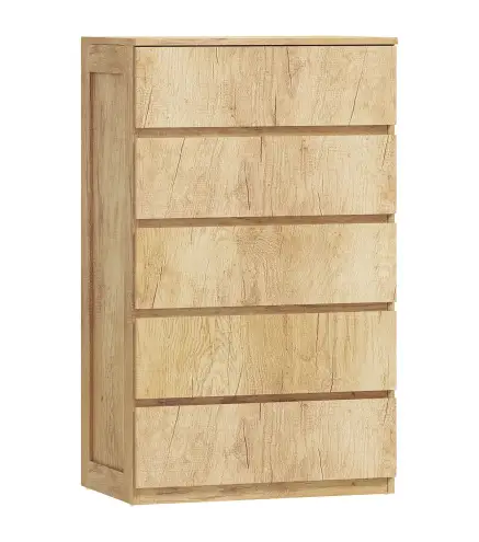 Cómoda 5 Cajones para Dormitorio Moderna Diseño sin Tiradores para Comedor Entrada 60x39x100 cm Madera Natural