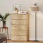 Cómoda 5 Cajones para Dormitorio Moderna Diseño sin Tiradores para Comedor Entrada 60x39x100 cm Madera Natural Cómoda 5 Cajones para Dormitorio Moderna Diseño sin Tiradores para Comedor Entrada 60x39x100 cm Madera Natural