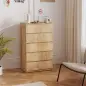Cómoda 5 Cajones para Dormitorio Moderna Diseño sin Tiradores para Comedor Entrada 60x39x100 cm Madera Natural Cómoda 5 Cajones para Dormitorio Moderna Diseño sin Tiradores para Comedor Entrada 60x39x100 cm Madera Natural