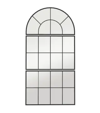 Espejo de Pared 76x149 cm 3 Piezas Espejo de Recibidor con Marco de Metal en Forma de Ventana para Salón Negro