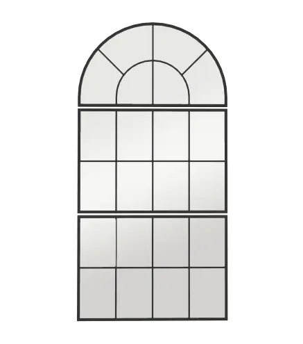 Espejo de Pared 76x149 cm 3 Piezas Espejo de Recibidor con Marco de Metal en Forma de Ventana para Salón Negro