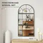 Espejo de Pared 76x149 cm 3 Piezas Espejo de Recibidor con Marco de Metal en Forma de Ventana para Salón Negro