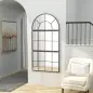 Espejo de Pared 76x149 cm 3 Piezas Espejo de Recibidor con Marco de Metal en Forma de Ventana para Salón Negro