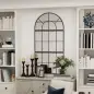 Espejo de Pared 76x149 cm 3 Piezas Espejo de Recibidor con Marco de Metal en Forma de Ventana para Salón Negro