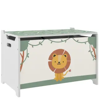Caja de Almacenaje Juguetes 53L Baúl Juguetes Infantil con Tapa Abatible y Pistón de Gas para Sala de Juegos Verde