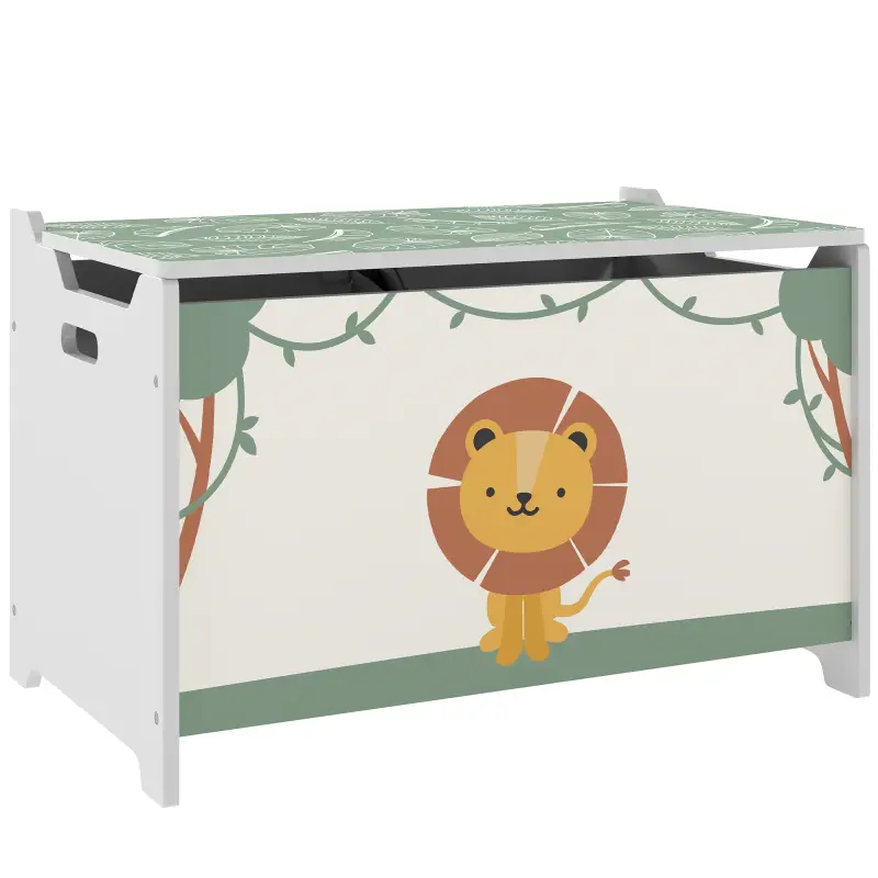 Caja de Almacenaje Juguetes 53L Baúl Juguetes Infantil con Tapa Abatible y Pistón de Gas para Sala de Juegos Verde