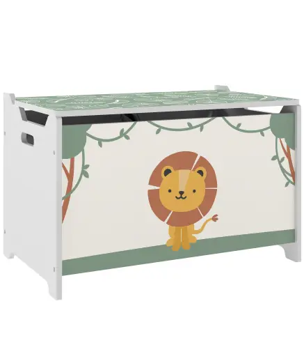 Caja de Almacenaje Juguetes 53L Baúl Juguetes Infantil con Tapa Abatible y Pistón de Gas para Sala de Juegos Verde