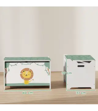 Caja de Almacenaje Juguetes 53L Baúl Juguetes Infantil con Tapa Abatible y Pistón de Gas para Sala de Juegos Verde