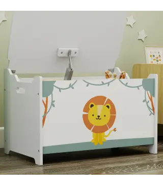 Caja de Almacenaje Juguetes 53L Baúl Juguetes Infantil con Tapa Abatible y Pistón de Gas para Sala de Juegos Verde