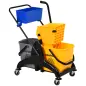Cubo de Fregona 26 L con Ruedas Sistema de Escurridor Asa de Transporte y Doble Cubetas 78x45x95 cm Multicolor