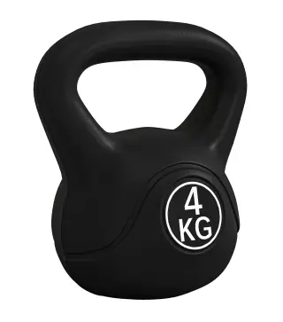 Pesa Rusa de 4 kg Kettlebell Relleno de Arena con Mango Ancho y Base Plana para Entrenamiento 18x12x20 cm Negro