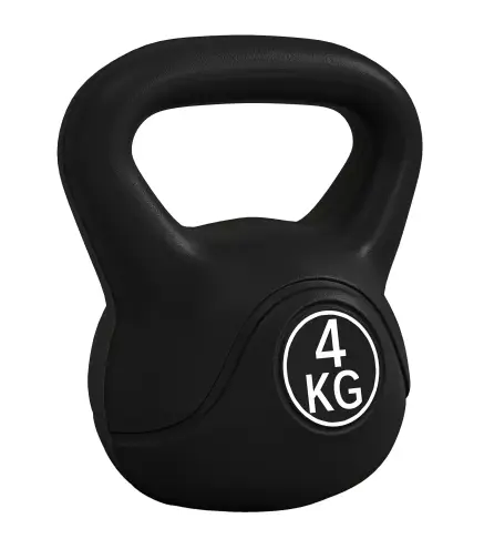 Pesa Rusa de 4 kg Kettlebell Relleno de Arena con Mango Ancho y Base Plana para Entrenamiento 18x12x20 cm Negro